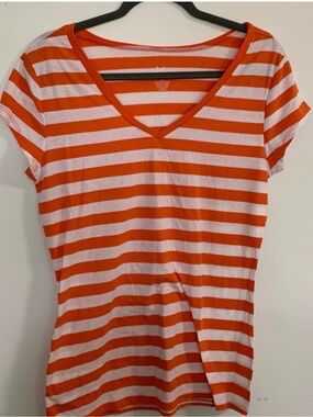 Dots Orange & White Striped V-Neck Tee and Wet Seal xl t shirt